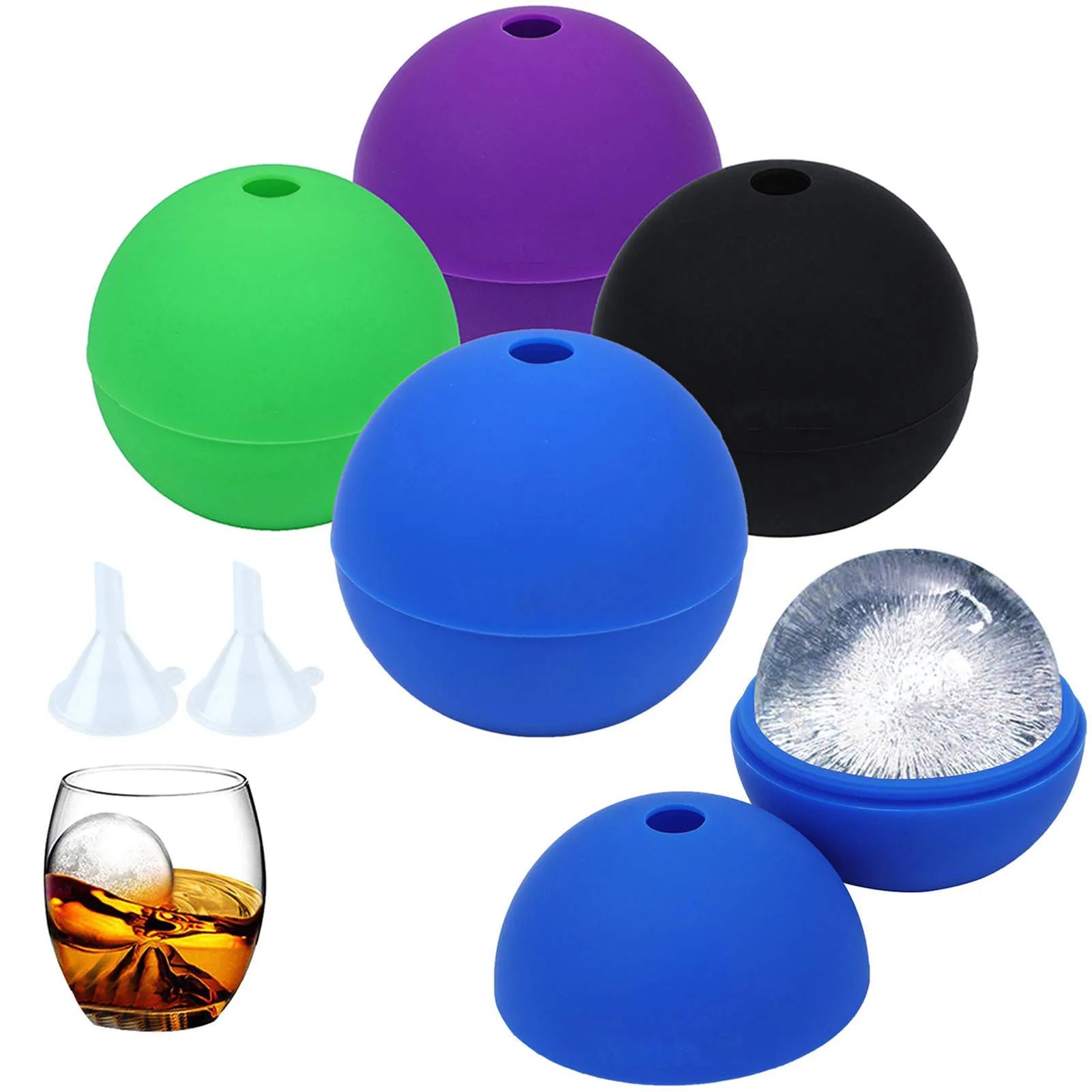 Big Ice Ball Maker Mold 2.5 Inch Silicone Sphere for Whiskey Lovers Slow Melt Ice Cube Tray for Home Bar and Gift