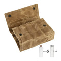 Waterproof Waxed Canvas Reusable Portable Vintage Travel Spice Kit Seasoning Bottle Storage Bag Outdoor Camping Utensils