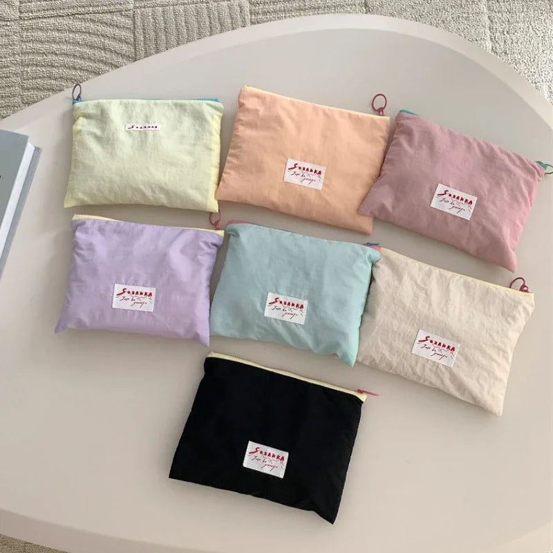 Cute Contrast Color Women Change Purse Handbags Retro Letter Female Storage Bag Makeup Case Soft Portable Ladies Cosmetic Bags