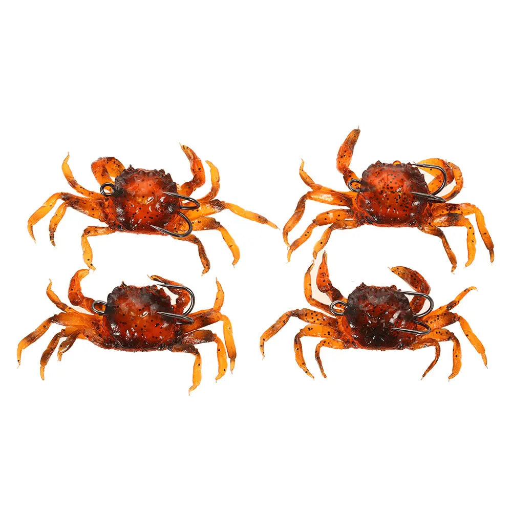 4PCS Soft Fishing Crab Lures Bait Artificial with Hooks Simulation Saltwater Lure