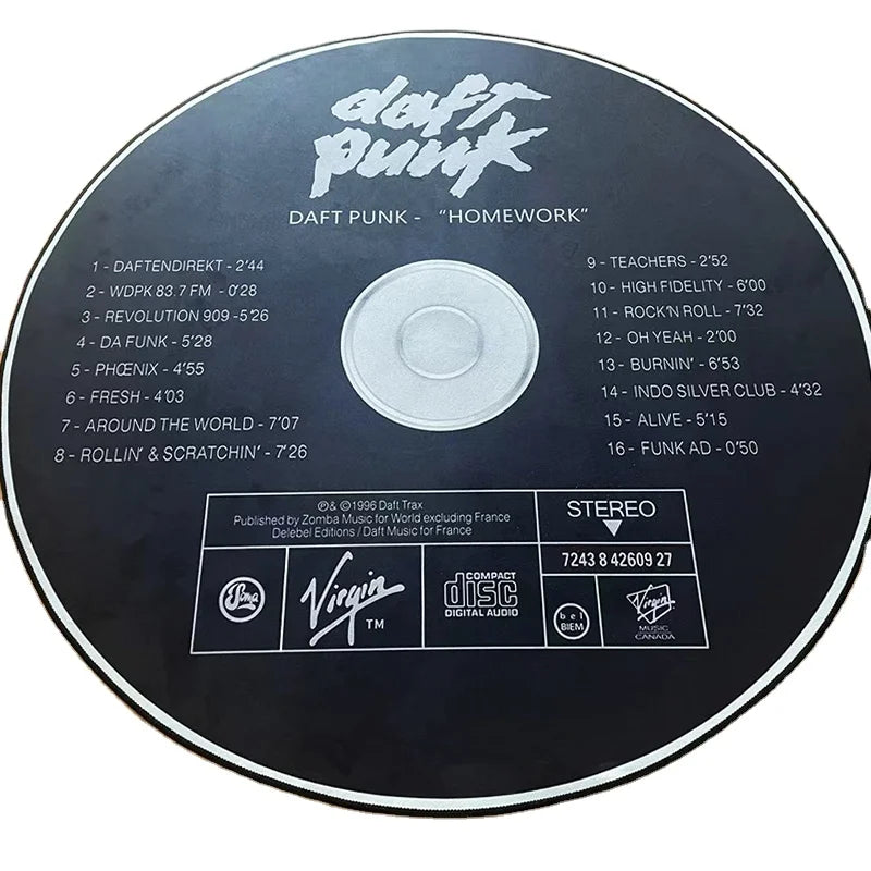 Daft Punk CD Round Rugs and Carpets Original Design Custom Rug for Home Living Room Cute Floor Mat Rugs Carpets for BedRoom