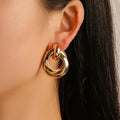 SC New Arrival Trendy Gold Earrings Jewelry Fashion Statement Earrings Punk Style Circle Stud Earrings Women