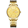 Brand High Quality Men Gold Wrist Watches Luxury Classic Gold Stainless Steel Men Quartz Watches