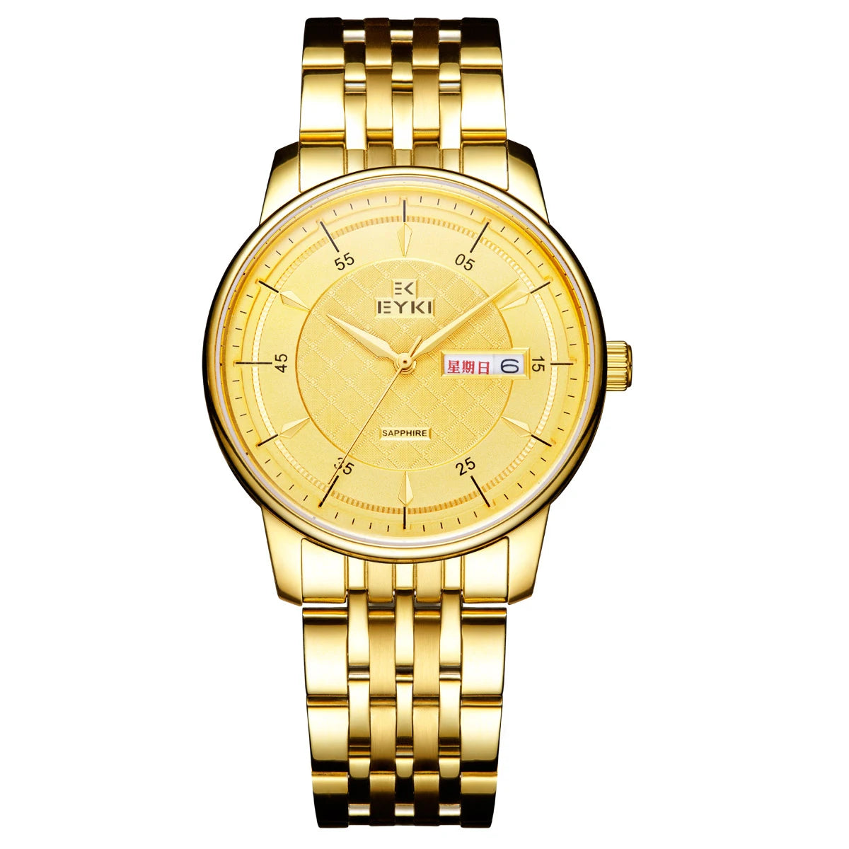 Brand High Quality Men Gold Wrist Watches Luxury Classic Gold Stainless Steel Men Quartz Watches