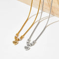 New Style Heart 18k Gold Plated Stainless Steel Zircon Link Chain Pendant Necklace for Wedding and Gift 2023