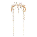 Wedding Women Hair Jewelry Deer Head Crown Tiara Long Tassel Pendant Rhinestone Statement Travel Hairwear