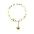 925 Sterling Silver 18K Gold Plated love Heart Bracelet Womens Link Chain Bracelet