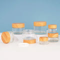 Matte Transparent 5g10g15g20g30g 50g60g Glass Cream Jars Wooden Plastic Cover Clear Glass Bottles Plastic Bamboo Lid Cosmetics