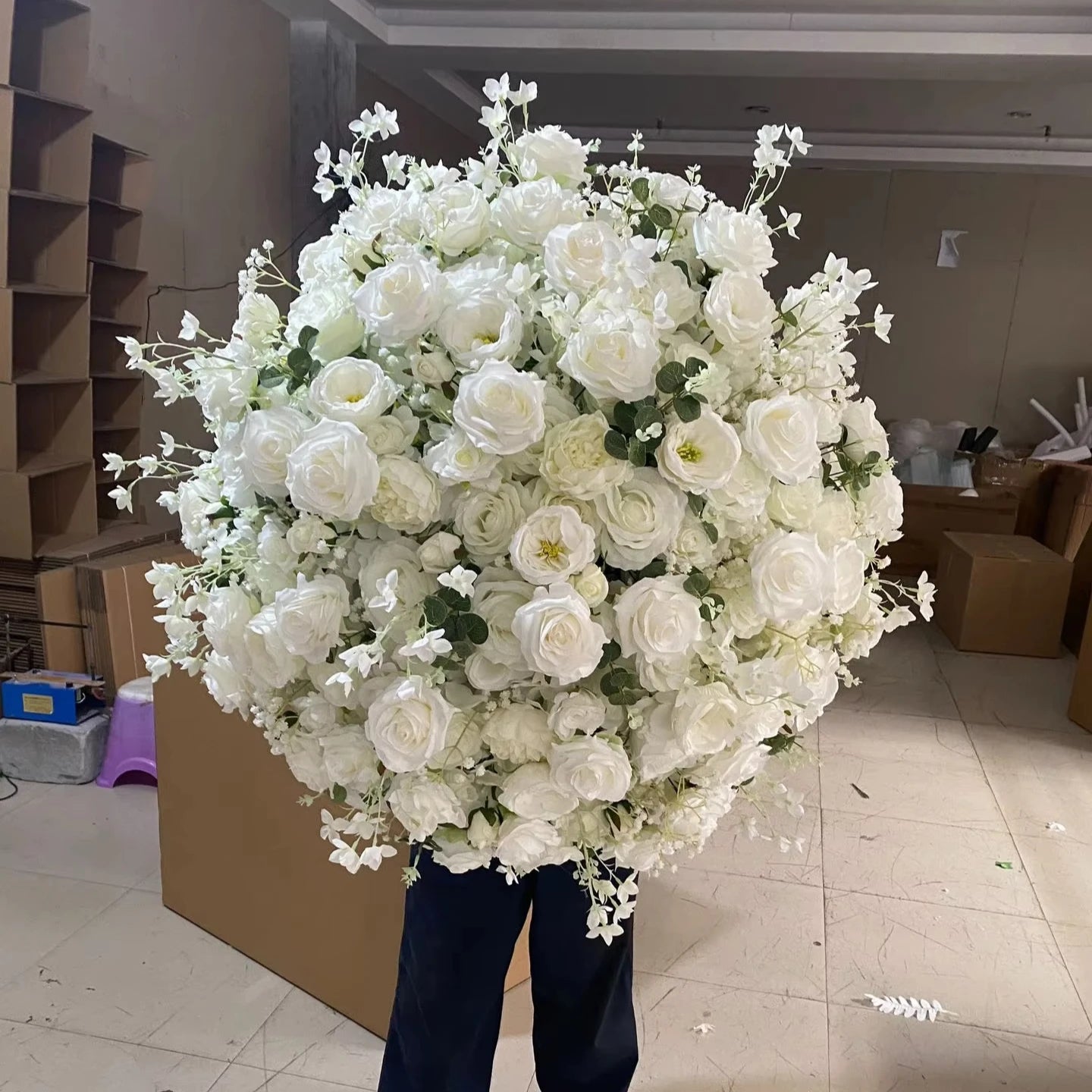 Wedding Centerpieces Table Decoration Artificial Flower Centerpiece Ball White Rose Flower Balls for Festival Decoration