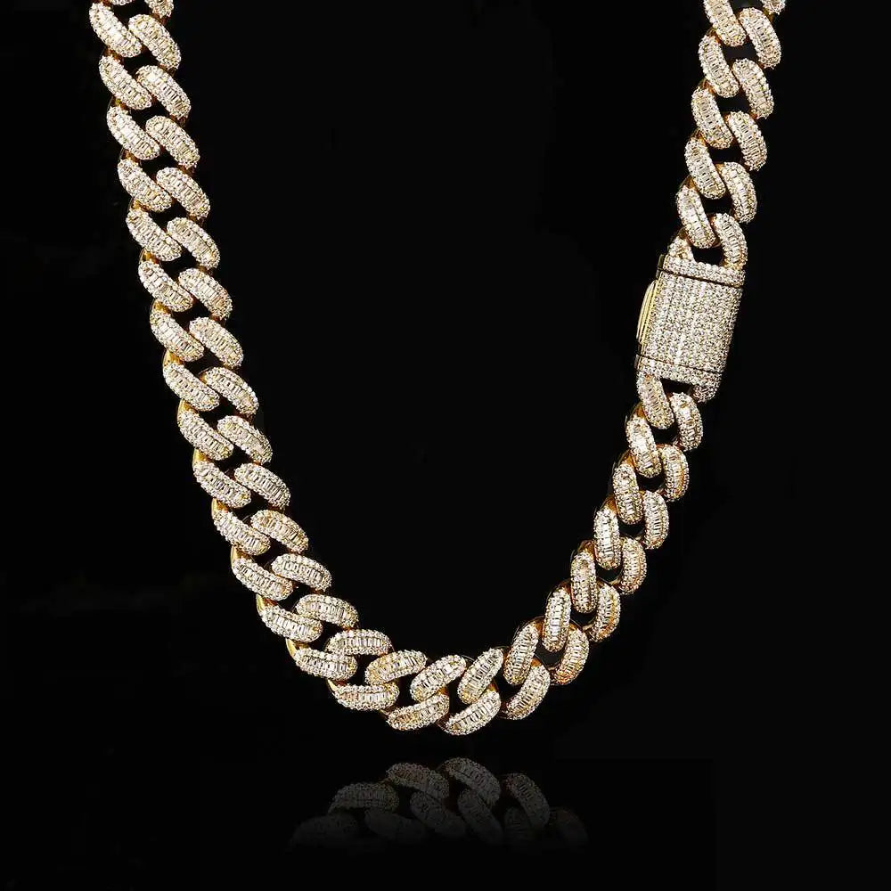 Hip Hop 15mm Zircon Cuban Chain Necklace for Men 18k Gold Plated Iced Out Large Necklace Wholesale Fine Fashion Chunky Necklace