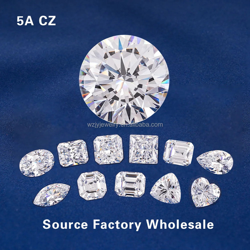Wholesale Price White Cubic Zirconia Round Shape Loose Gemstones AAA 5A 7A Grade CZ Stone for Gemstone Jewelry