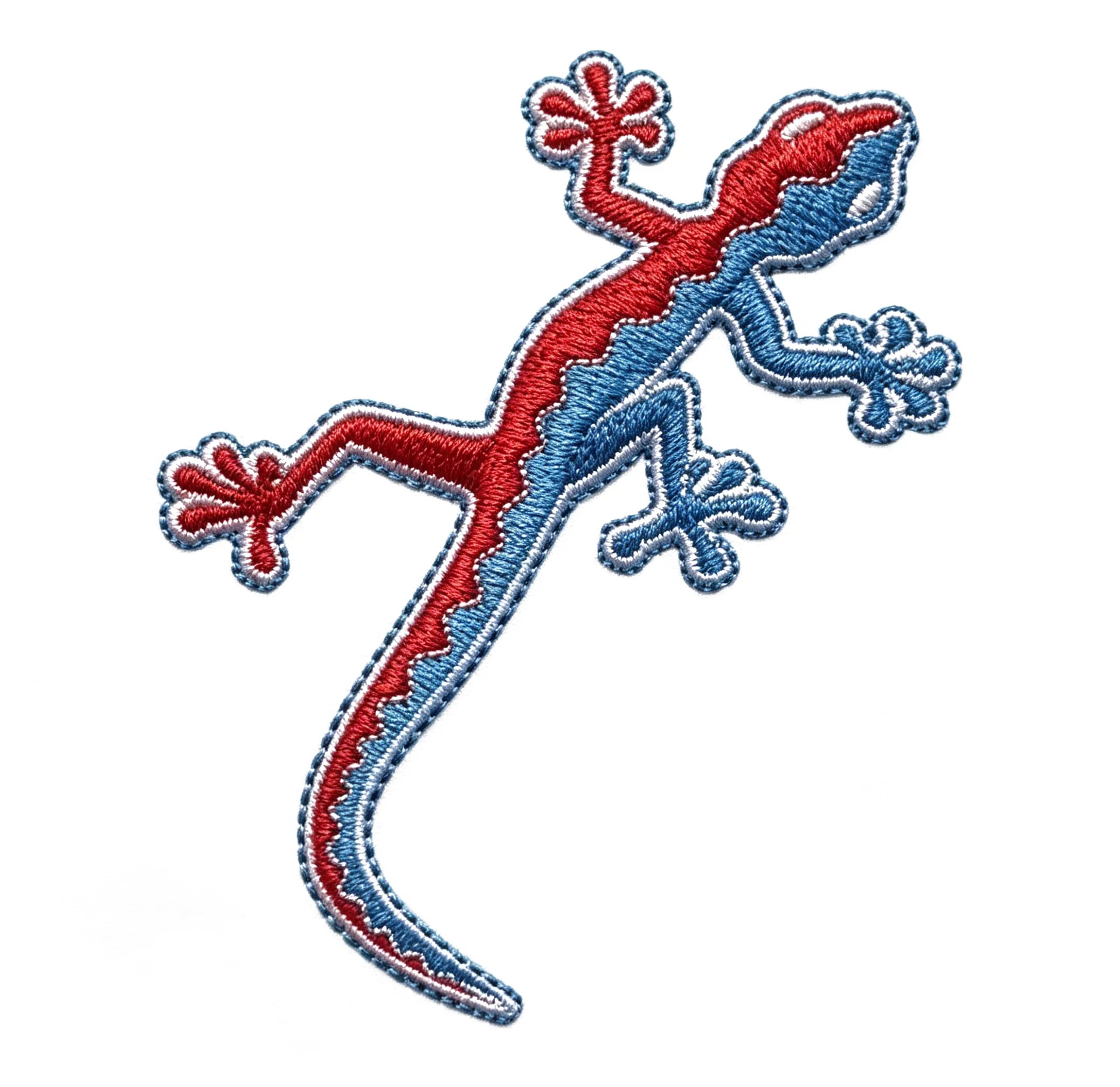 Ready to Ship Red Blue Lizard Gecko Badges Wholesale Assorted Animal Embroidery Patches for Clothing Iron-On Patch