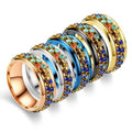 Hot Selling Stainless Steel rainbow Crystal Diamond Chain Ring Rotatable to Relieve Anxiety and Irritability Couple Ring Jewelry