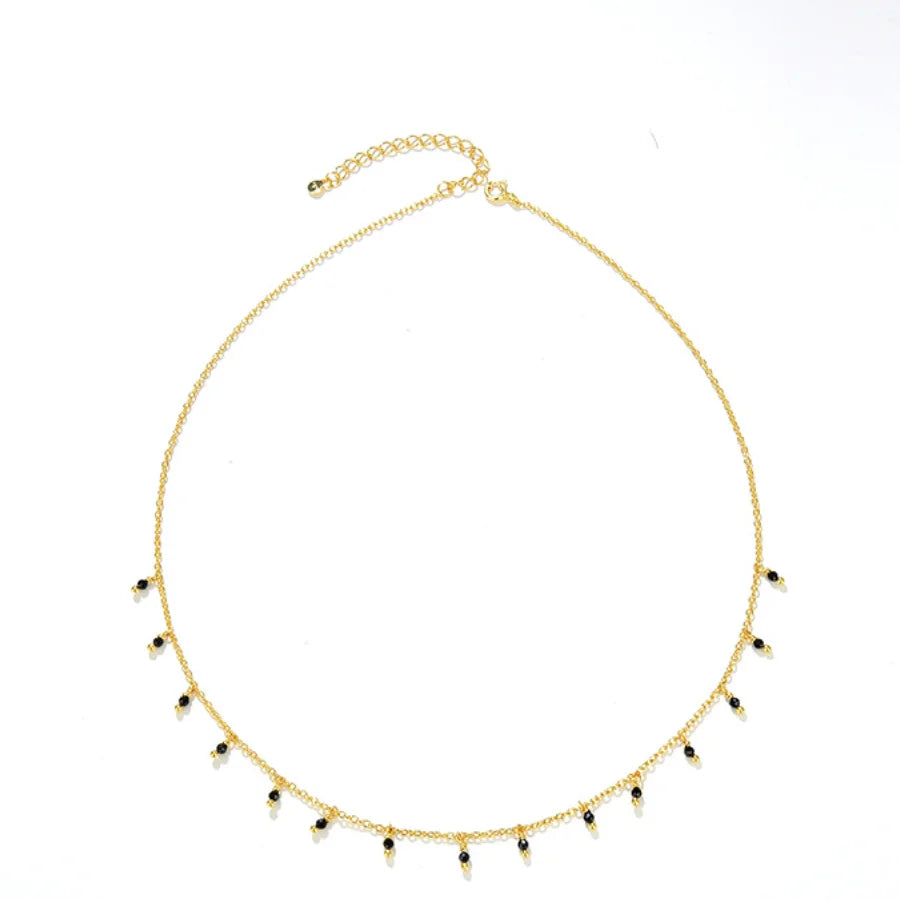 Wholesale Natural Black Spinel Necklace 925 Sterling Silver 18K Gold Plated Natural Stone Necklace for Women