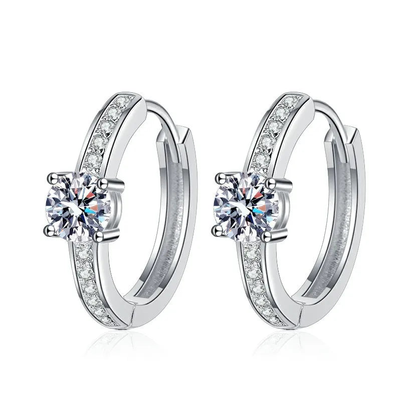 S925 Sterling Silver French-Style Earrings 50 Points Stone Advanced Sense Moissanite Jewelry