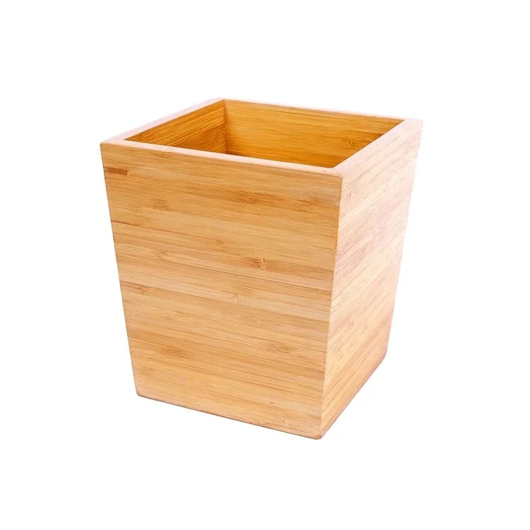 Rectangular Garbage Container Real Timber Waste Basket Bamboo Trash Can Bin Wooden Trash Can Wastebasket for Home or Office