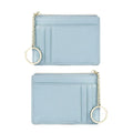 Handmade Custom Logo Thread RFID Polyester Genuine Saffinao Leather Cash Card Holder Wallet Women Short Keychain Wallet Zipper