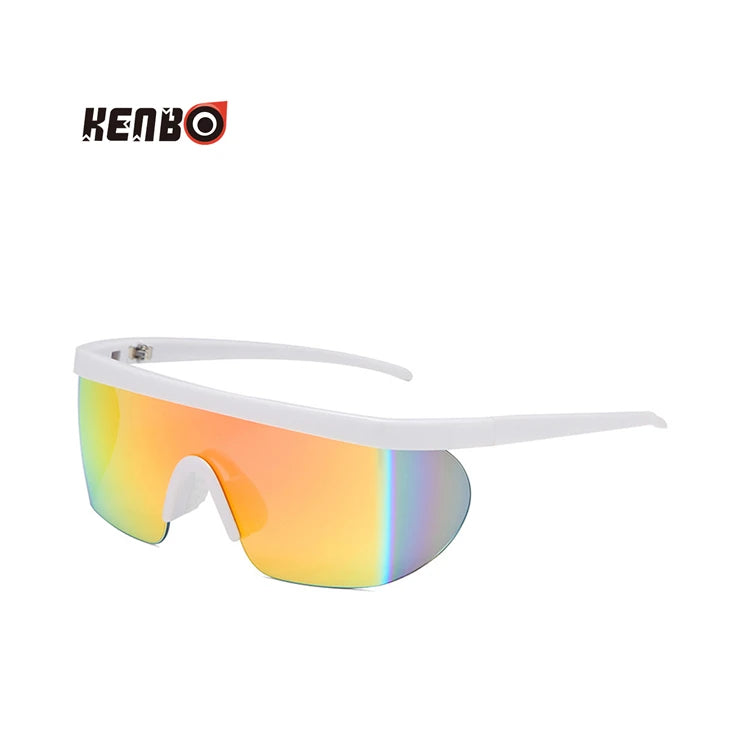 Kenbo Eyewear 2021 New Unisex Sunglasses Big Oversized One-Piece Lens Colorful Polarized Sports UV400 White Frame