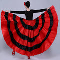 Classic Red and Black Spliced Flamenco Bullfighting Performance Wear for Women 180-720 Degree Big Skirt Dance Show