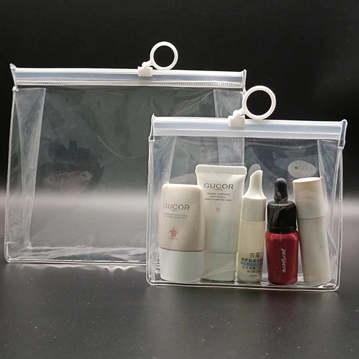Frosted Transparent EVA PVC Plastic Cosmetic Packaging Bags Reusable Circle Ring Slider Zip for Gifts Transparent Cosmetic