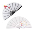 13-Inch Large Popping White Sublimation Blanks Folded Polyester Plastic Fabric Hand Fan Black Handle for Graduation Occasions