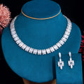 Trends New Arrivals Cubic Zirconia Crystal Tennis Necklace and Earrings Bridal Jewelry Set Elegant Women Lady Wedding Party Gift