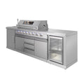 Professional Modular Outdoor Kitchen Island with 8-Burner Stainless Steel BBQ Grill Cabinet & Wheels