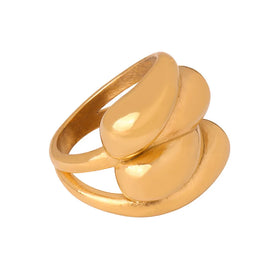 European and American Titanium Steel 18K Gold Water Drop Ring Simple Fashion Couple High-Grade Retro Geometric Ring Female