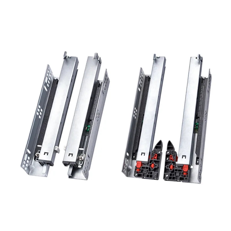 High Quality Stainless Steel Drawer Slides Modern 2-Fold Concealed Runner Rail Sliders Undermount for Kitchen Bedroom Dining