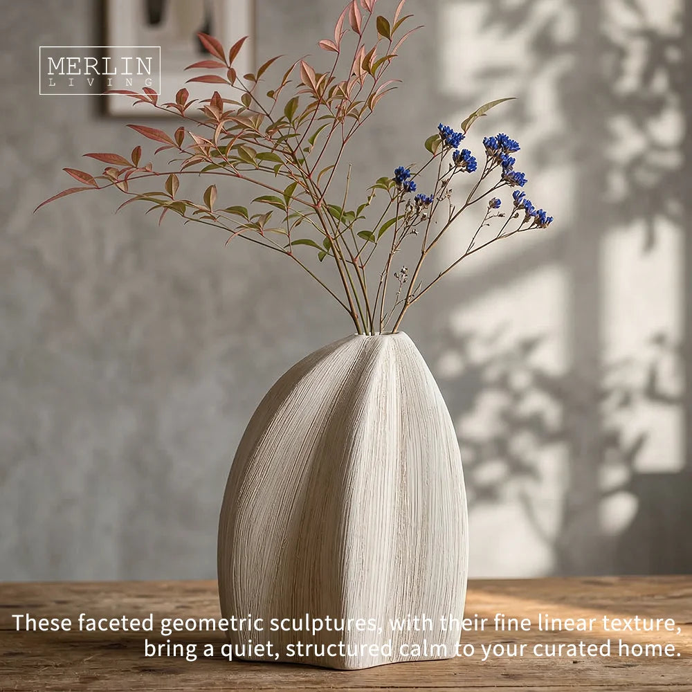 Merlin Living Nordic Star Fruit Shape Vases Coastal Style Pull String Texture Modern Wedding Home Decor for Ceramic Vase