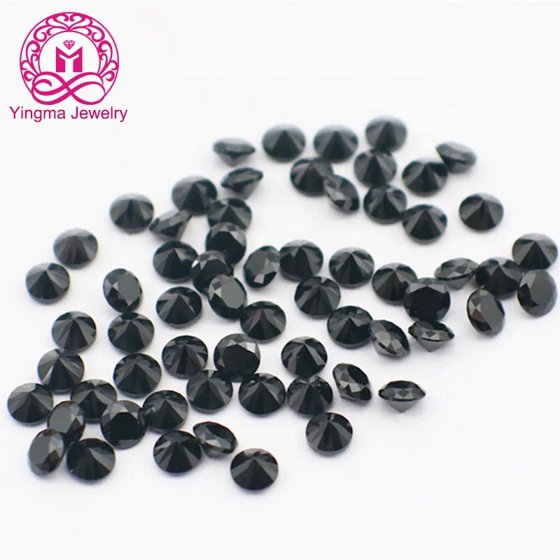 China Factory Price Small Sizes Round Diamond Cut 1.00mm 1.25mm 1.5mm 1.8mm 2mm Natural Black Spinel Gemstone
