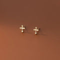 Wholesale Small Cross Shape 925 Sterling Silver 18K Gld Plated Stud Earrings Jewelry for Women Girls