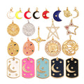 Trendy Popular Star Moon Sun Planet Earth Charm Pendant18K Gold Plated Zircon Necklace Bracelet for Handmade Jewelry Supply L42
