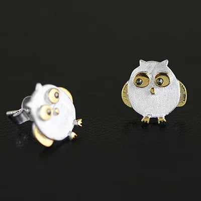 Real 925 Sterling Silver Owl Earrings for Women Girls Gift Hot Fashion Sterling-silver-jewelry Women Earrings