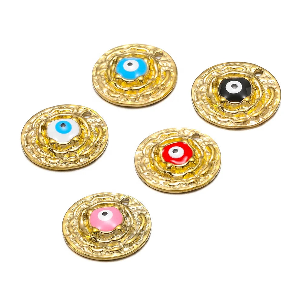 Fashion Straw Hat Shaped Round Dripping Oil Eye Charms Pendant Diy Jewelry Findings and Components Accessories