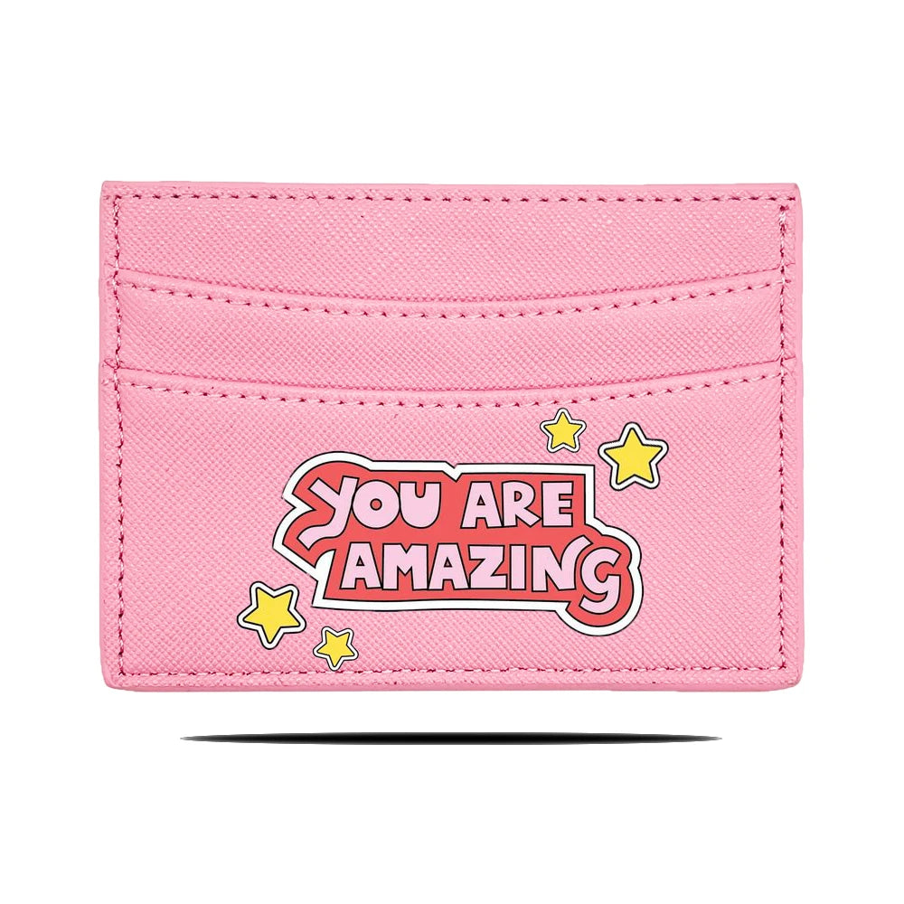 Slim Embossed Personalized Design Logo UV Print Monogrammed PU Vegan Leather Credit Card Holder Wallet Porta Targeta De Credito