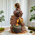 Modern Art Brown-red Resin Statue Hand-painted Flowing Carvings Fountain Decoration Simple Elegant Texture Outdoor Garden Corner
