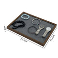 Luxury Dark Gray Walnut Wood Suede Hot Sell Rectangle Jewelry Tray Elegant Organizer for Displaying Bangles Necklaces Watches