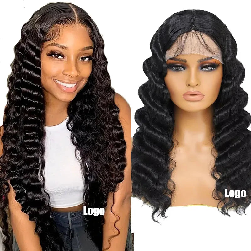 13*4 Long Black Curly Hair Perruque Women Wigs Fluffy Soft Smooth and Good Quality in Stock Wholesale Price