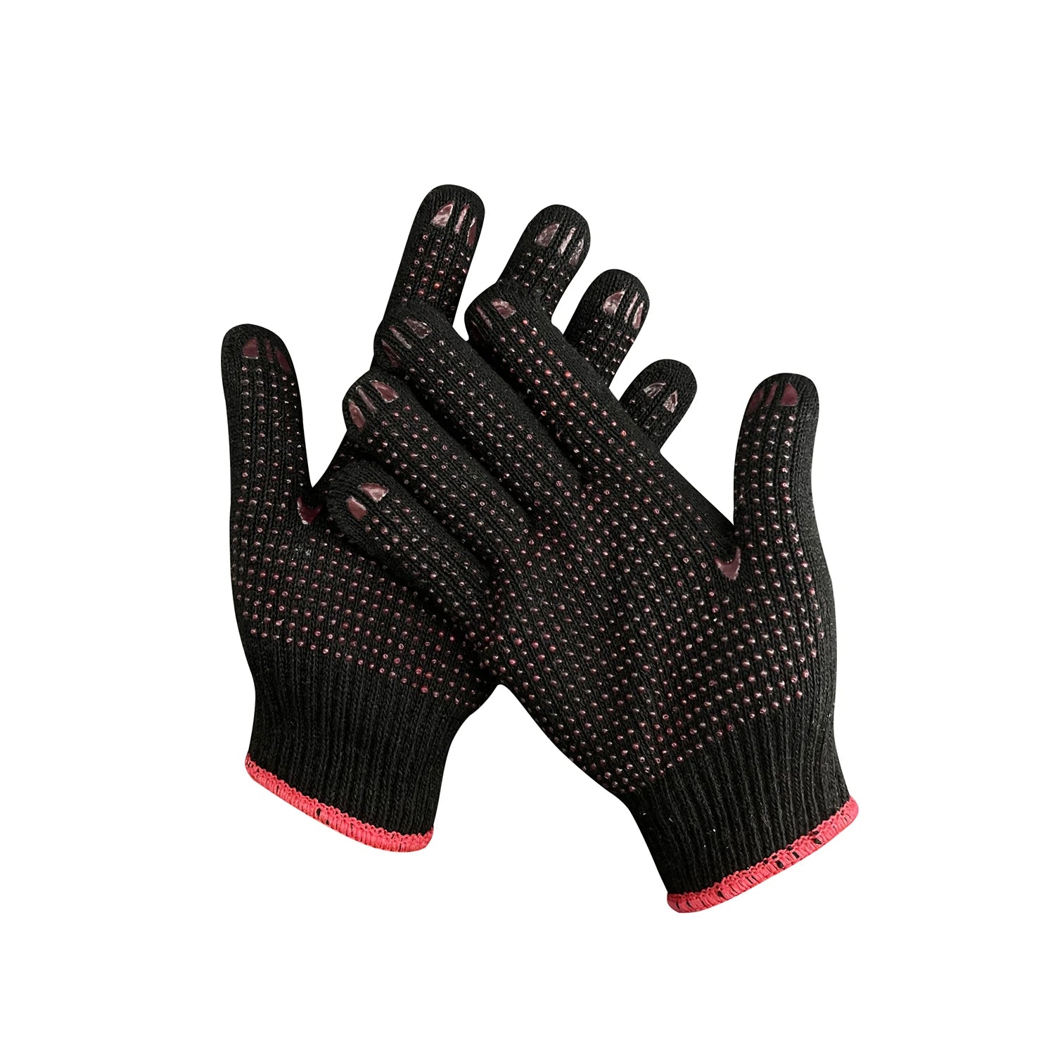 Wholesale Manufacturer Anti-slip Anti-cut Wear Resist Safety PVC Dots Black Cotton Knitted Elastic Cuff Customizable Logo Gloves