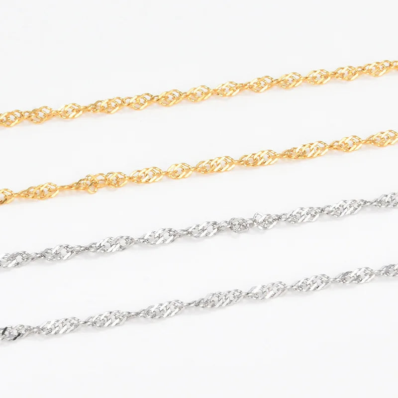Dina Factory Stainless Steel Twist Chain 18K Gold Waterproof Tiny Chain DIY Jewelry Making Accessories Necklace Singapore Chain