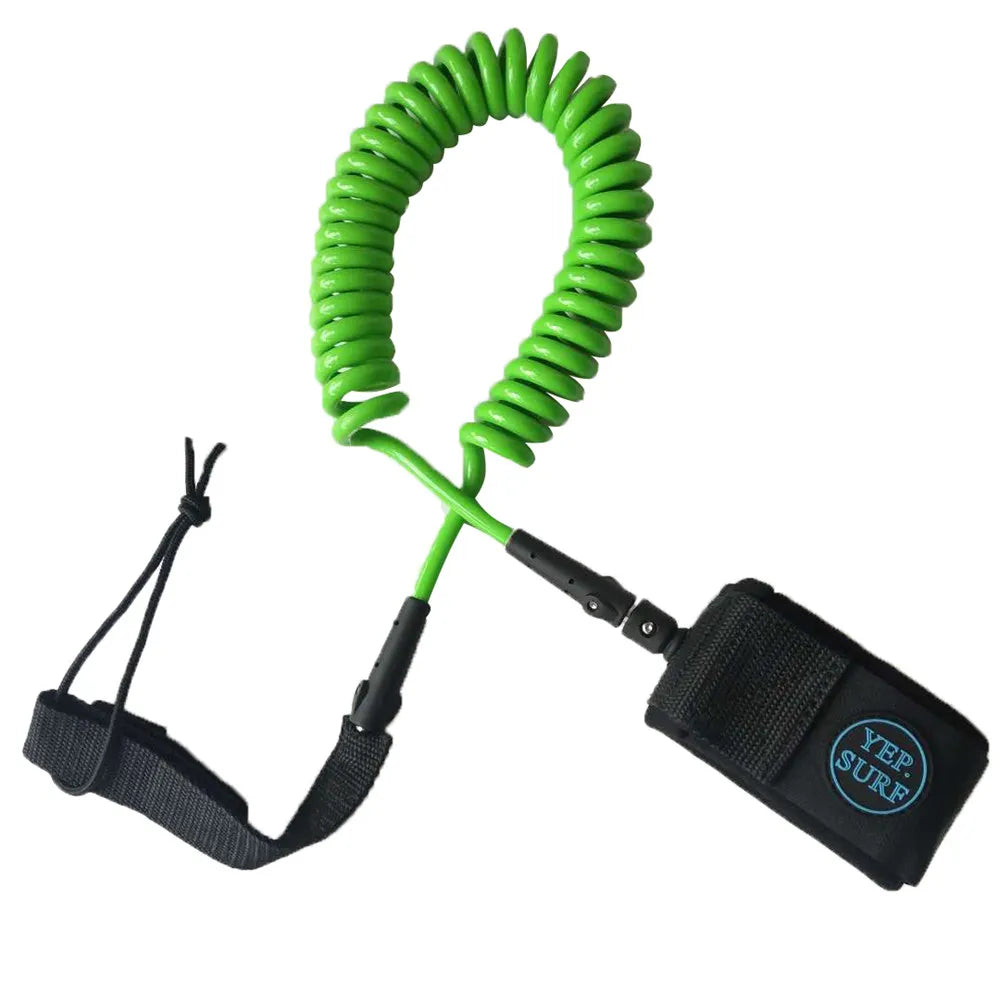 Good Quality TPU Leg Rope Surfboard Coiled Leash Green Color Leash 10ft8mm for Sale