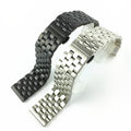 Wholesale Custom PVD Black/Silver Solid Stainless Steel Watch Bracelet With Butterfly Buckle Metal Watch Replacements Chain