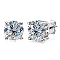 18K White Gold Plated 925 Sterling Silver Earrings with Lab Created Diamond Moissanite Stud Luxury Jewelry