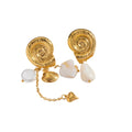 Bohemia Conch Drop Earrings 18K Gold Plated Stainless Steel Imitation Pearl Heart Charm Women Vacation Jewelry 0.3m MegaBDM