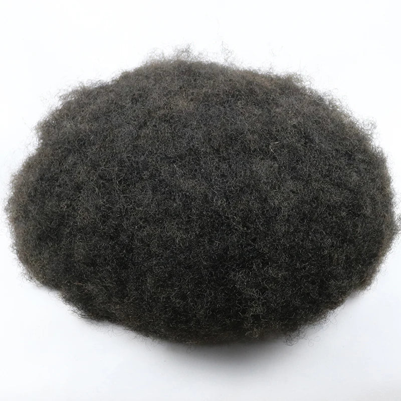 Wholesale Afro Toupee 10MM Man Weave Hair Unit Black Mens Kinky Curly Male Toupee Human Hair Wigs Kinky Curly Machine Made