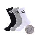 Men Women Unisex Cotton Cushion High Quality Plain White Black Grey Crew Training Athletic Custom Sports Socks