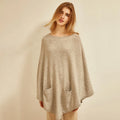 Custom Design Winter Lady 90% Wool 10% Cashmere Poncho Customize logo Women Luxury Warm Plain Knitted Cape Shawl With Rhinestone