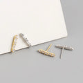 NEW 925 Sterling Silver Small Minimalist Cute Bar Shape White CZ Stone Stud Earring for Women Jewelry