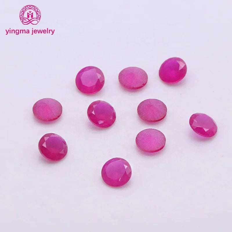 Round Shape Sand Bottom 5# Red Corundum Loose Gemstone Wax Setting 2.0mm to 3.0mm Synthetic Corundum Ruby Gem for Jewelry Making